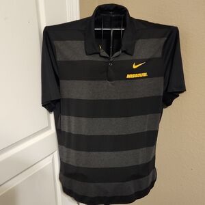 Nike Men's Black and Gray Striped Mizzou Polo